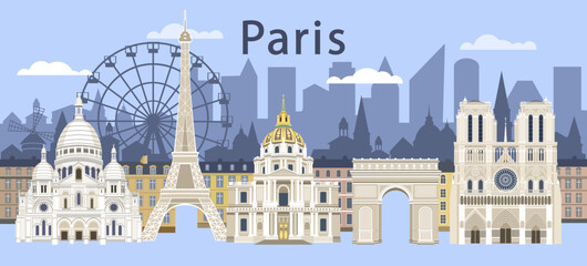 Set of Parisian landmarks - obrazy, fototapety, plakaty