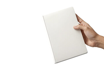 Hand holding Blank A4 Flyer . Mock up. Generation AI. 