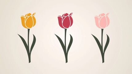 Modern tulip icon, simple flower sign and symbol