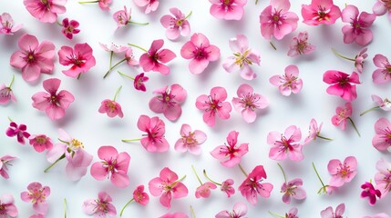 Pattern in small abstract flower. Small colorful flowers on white background. Small cute simple spring flowers.