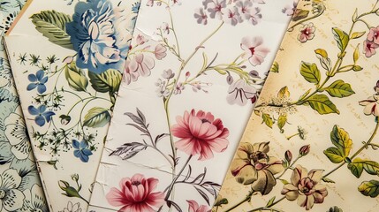 Floral vintage greeting cards - obrazy, fototapety, plakaty