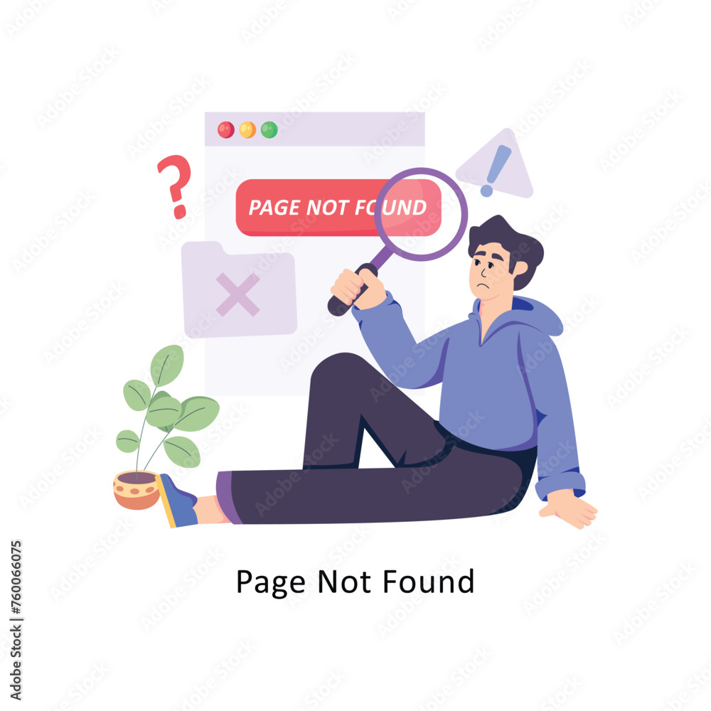 Poster page not found flat style design vector stock illustrations.