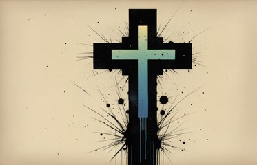 Abstract Grunge Dark Holy Cross Illustration