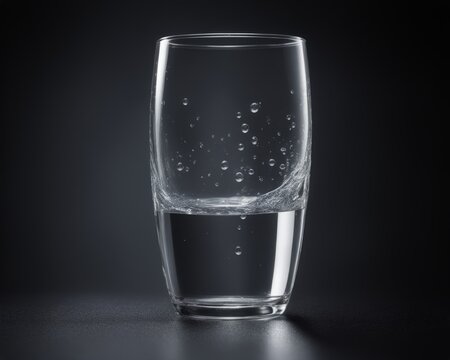 Dark Ambient Glass of Water Illustration: Moody Still Life in Dim Light
