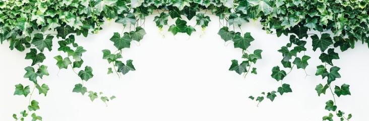 Ivy Cascade with Green Leaves, Illustration Isolated on White Background. Generative AI.
