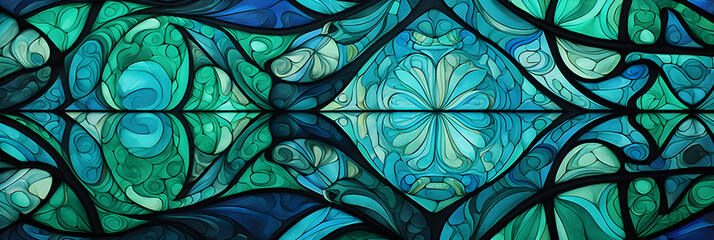 Symmetry and Order: An Abstract Representation of DG Pattern Images in Shades of Blue and Green
