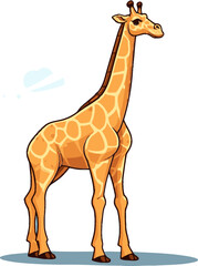 Detailed Giraffe Illustration with Trees and Grass Vector Background