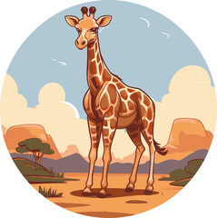Giraffe with Iceberg Background Vector Illustration