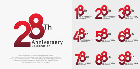 anniversary vector design set with red color for special moment celebration