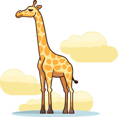Giraffe with Retro Hockey Club Badge Vector Illustration