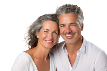 Middle aged couple  on isolated chroma key background