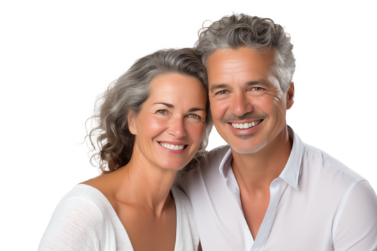 Middle aged couple  on isolated chroma key background