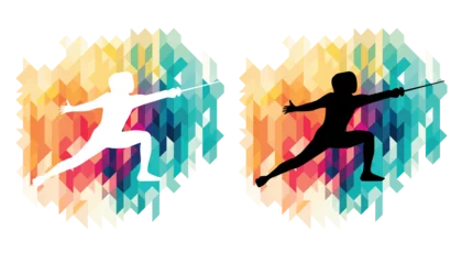 Fototapeten Fencing colorful icons on a transparent background © Laughing Cat