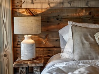 Fototapeta na wymiar bedroom with bed and lamp