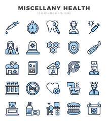Vector MISCELLANY HEALTH types icon set in Two Color style. vector illustration.
