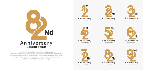anniversary logotype vector design with brown and black color for celebration moment
