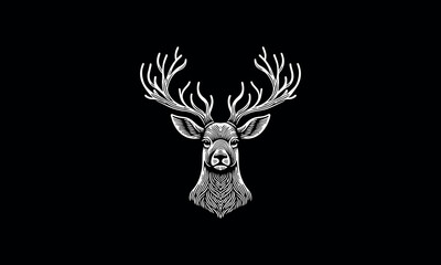 deer face | deer silhouette deer vector image deer black and white illustration deer sticker deer badge deer patch deer vectorize image of deer illustration of deer on black background image 