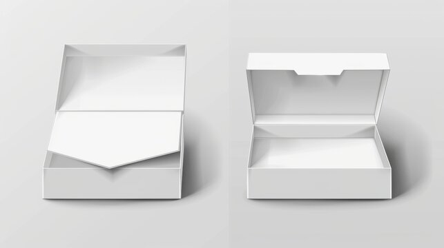 An empty gift package with a rectangular cardboard box and a flip top lid on a transparent background.