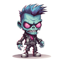 Scary punk zombie. Vector illustration with simple