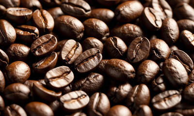 Aromatic roasted coffee beans background