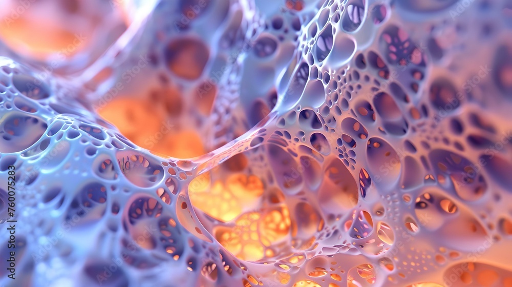 Poster abstract organic patterns in blue and orange tones. close-up texture visualization. ideal for backgr