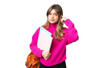 Young student girl over isolated chroma key background having doubts and thinking