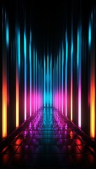 Abstract multicolor spectrum background with orange blue neon rays and colorful glowing lines