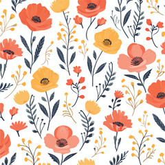 Seamless Floral Pattern in vector flat vector illus