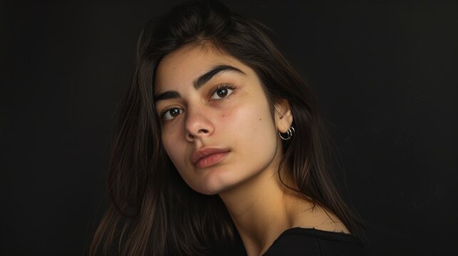 Stunning Portrait of a Turkish Woman in Black Generative AI