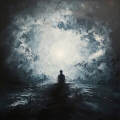 Obraz premium The manifestation of inspiration as a burst of light in darkness