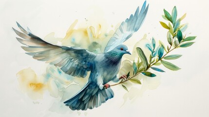 Dove of Peace in Minimalist Watercolor Generative AI