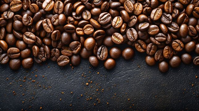 Coffee beans and black background,copy spec