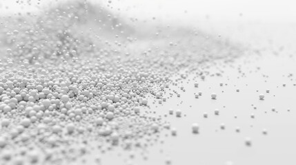 Obraz premium Dots abstract white background. Falling network particles. Big data flow. 3D rendering