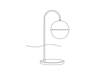 Continuous Line Drawing Of Desk Lamp For Table. One Line Of Table Lamp. Desk Lamp Continuous Line Art. Editable Outline.