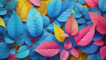 texture of colorful leaves, foliage pattern