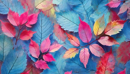 texture of colorful leaves, foliage pattern