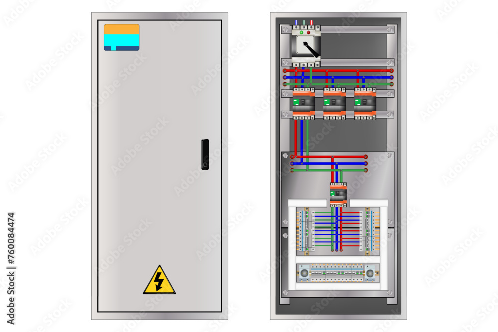 Poster electric control panel. production control panel and control of computer devices.