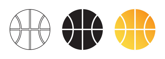 vector basketball ball icons in outline, flat and gradient - obrazy, fototapety, plakaty