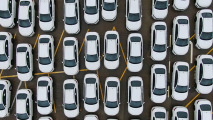 Aerial view of parked cars. Aerial view Parking lot and car   © FATIR29