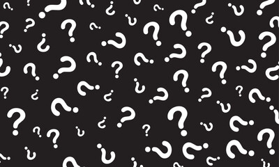 vector white question marks on black background