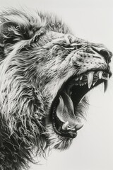 Roaring Lion in Black and White