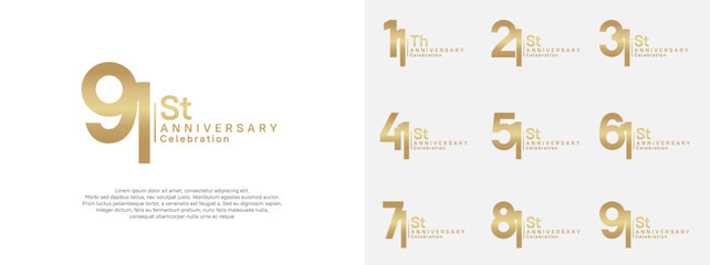 anniversary vector design set gold color for celebration day