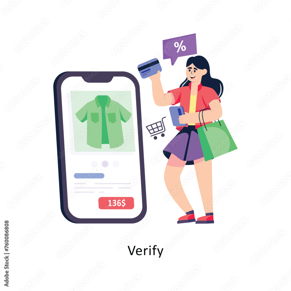 Poster verify flat style design vector stock illustrations.