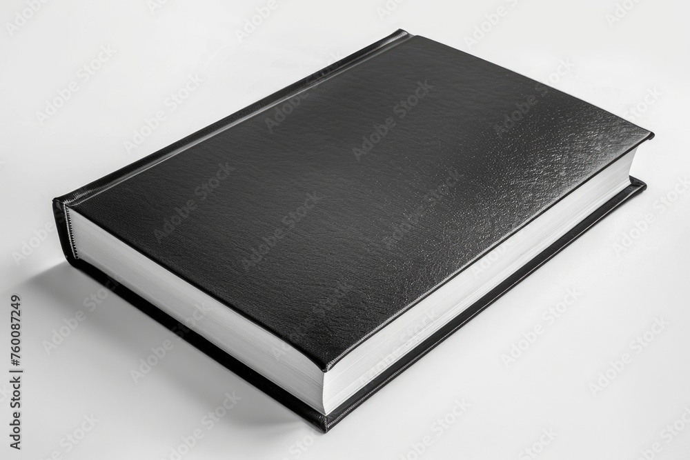 Poster blank black book mockup on white background for design template - object with empty pages and solid 