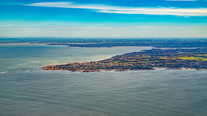 loire estuary river from aerial view in atlantic ocean between saint nazaire and la baule