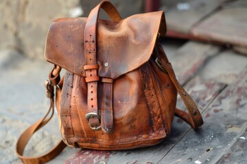 Brown Leather Bags as Fashion Accessories. Traditional trade and trendy purses, billfolds, and backpacks for stylish storage