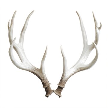 Cervid Antler Isolated on White Background. Stunning Deer Horns for Trophy