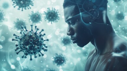 Man in Face Mask Working on Computer