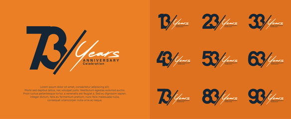 anniversary logotype vector design with slash and white handwriting black color for special day