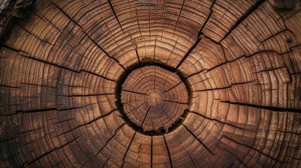 Detailed texture of a cross-section of a tree trunk that shows growth rings